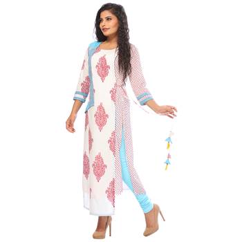 Sky-blue printed cotton ethnic-kurtis 3