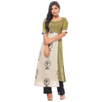 Green printed cotton ethnic-kurtis 1