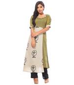Green printed cotton ethnic-kurtis