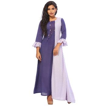 Blue printed cotton ethnic-kurtis 1