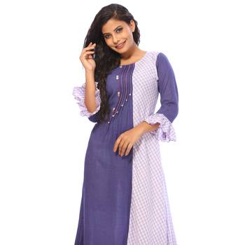 Blue printed cotton ethnic-kurtis 5