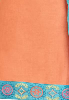 Peach & Sky Blue Cotton Women's Dress Material With Phulkari Dupatta 5