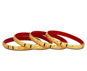Guarantee Golden Dyed Bangles With Intricate Design And Enamel Undercoating In Mulitcolour 1