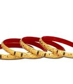 Guarantee Golden Dyed Bangles With Intricate Design And Enamel Undercoating In Mulitcolour