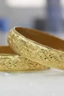 Broad Look Like Gold Dyed Bracelet Pair By Leshya