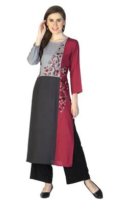 Multicolor embroidered rayon embroidered-kurtis 1