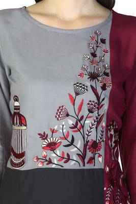 Multicolor embroidered rayon embroidered-kurtis 5