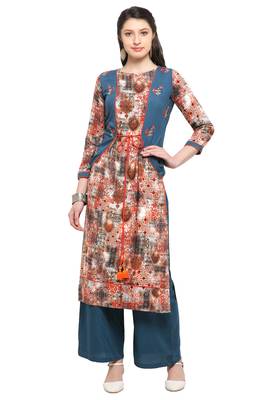 Orange embroidered rayon embroidered-kurtis 1