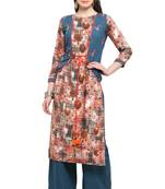 Orange embroidered rayon embroidered-kurtis