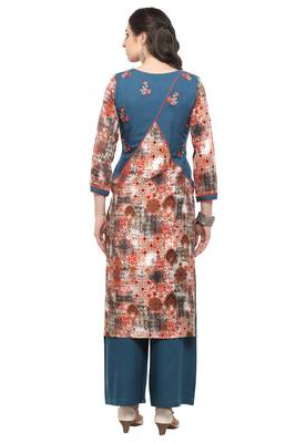 Orange embroidered rayon embroidered-kurtis 2