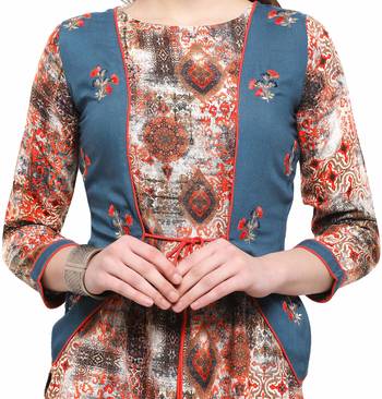 Orange embroidered rayon embroidered-kurtis 4