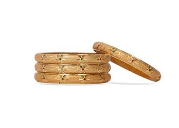Beautiful Set Of 4 Gold Dyed Bracelets With Flower Design And Meenakari Work 2