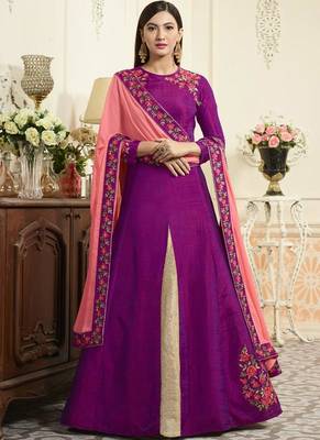 Violet Banarasi Anarkali Salwar Kameez 2
