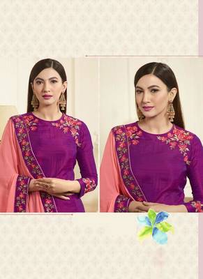 Violet Banarasi Anarkali Salwar Kameez 3
