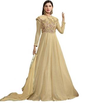 Cream Net Anarkali Salwar Kameez 1