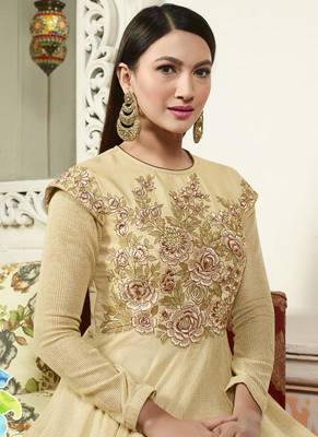 Cream Net Anarkali Salwar Kameez 3