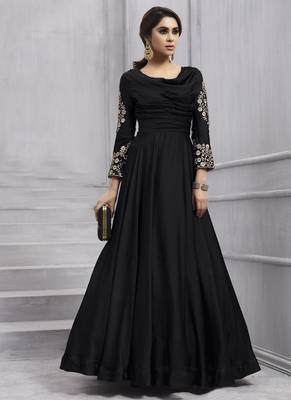 Black Taffeta Anarkali Salwar Kameez 1