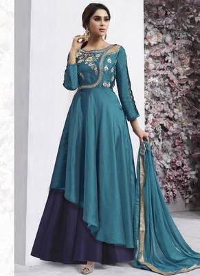 Light Blue Taffeta Anarkali Salwar Kameez 1