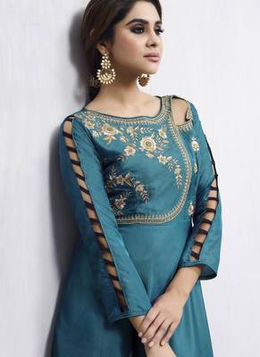 Light Blue Taffeta Anarkali Salwar Kameez 2