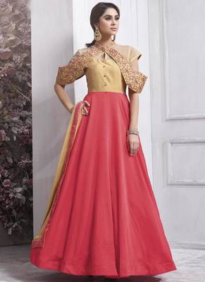 Red Taffeta Anarkali Salwar Kameez 1