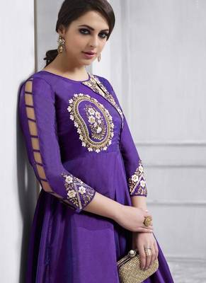Purple Taffeta Anarkali Salwar Kameez 2