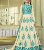 Cream Silk Anarkali Salwar Kameez