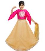 Gold Dupian Silk Hand Embroidery Kids Stitched Lehenga With Dupatta
