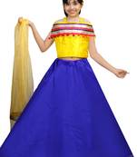 Blue Dupian Silk Hand Embroidery Kids Stitched Lehenga With Dupatta