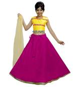 Rani Dupian Silk Hand Embroidery Kids Stitched Lehenga With Dupatta