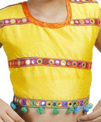 Blue Dupian Silk Hand Embroidery Kids Stitched Lehenga With Dupatta 2