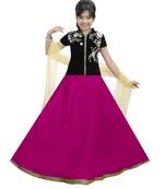 Rani Dupian Silk Hand Embroidery Kids Stitched Lehenga With Dupatta