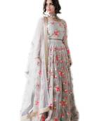 Light-multicolor embroidered georgette semi stitched lehenga