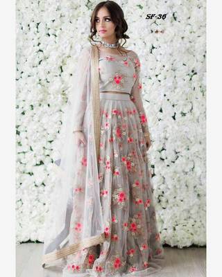 Light-multicolor embroidered georgette semi stitched lehenga 2