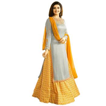 Grey embroidered faux crepe salwar 1