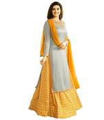 Grey embroidered faux crepe salwar