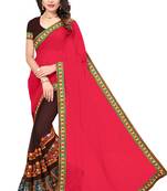 Pink Embroidered Georgette Saree With Blouse