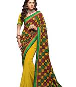 Yellow Embroidered Georgette Saree With Blouse