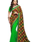 Green Embroidered Georgette Saree With Blouse