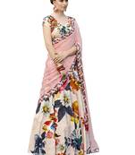 Cream Pure Spandex Natural Silk Printed Lehenga With Dupatta