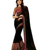 Black embroidered georgette saree with blouse