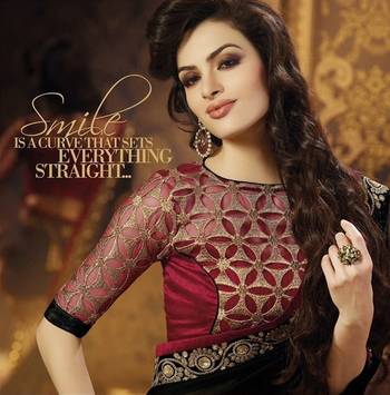 Black embroidered georgette saree with blouse 3