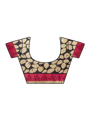 Beige printed crepe saree with blouse 5
