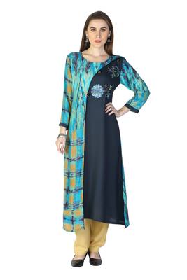 Blue embroidered rayon embroidered-kurtis 1