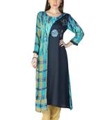 Blue embroidered rayon embroidered-kurtis