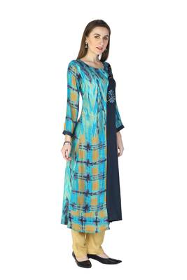 Blue embroidered rayon embroidered-kurtis 3