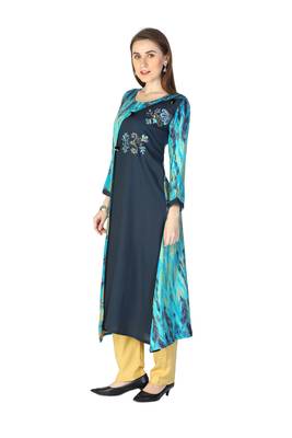 Blue embroidered rayon embroidered-kurtis 4