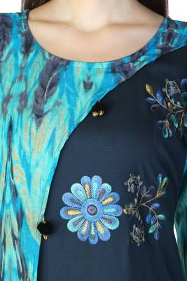 Blue embroidered rayon embroidered-kurtis 5