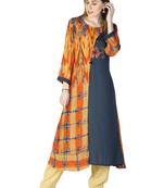 Orange embroidered rayon embroidered-kurtis