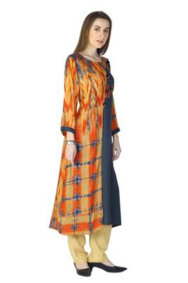 Orange embroidered rayon embroidered-kurtis 3