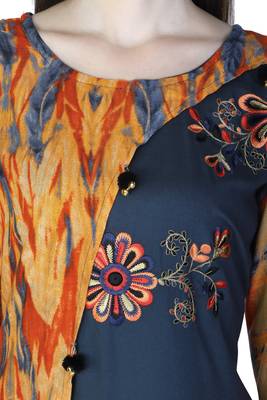 Orange embroidered rayon embroidered-kurtis 5